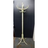 White painted bentwood coat and hat stand, 190cm high