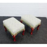 Pair of footstools with upholstered tops, 35 x 42cm, (2)