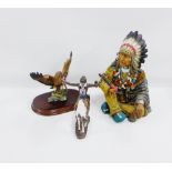 Native American resin figure, an Eagle and a Horse, (3)