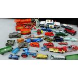 Collection of Dinky and other die cast tin plate vehicles, mostly play worn and distressed