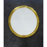 Giltwood oval wall mirror, 68 x 58cm