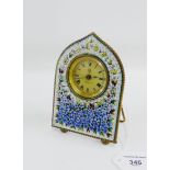 Early 20th century micro mosaic frame with cornflower pattern containing a British United Clock