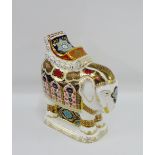 Large Royal Crown Derby 'Imari' patterned elephant paperweight with printed backstamps and date code