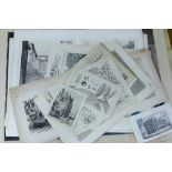 Quantity of unframed engravings and prints etc., (a lot - a/f)