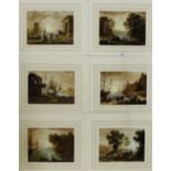 After Claude Lorraine Set of six pastoral and harbour scenes coloured engraved prints, in mounts but