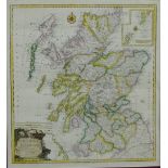 18th century colour engraved map Karte Von Scotland by Franz Schraembl, after J. Dorret, in a