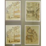 Set of four James Drummond Old Closes of Edinburgh coloured stone lithographs, in mounts but