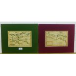 Two 18th century coloured maps by Moll to include Africa & Lybia, in mounts but unframed 23 x 16cm