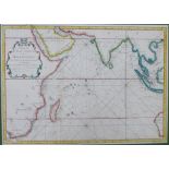 18th century coloured map Cart de L'Ocean Oriental ou Mer Des Indes for Prevosts History of voyages,