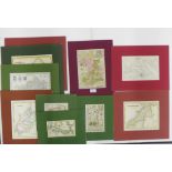 A quantity of English county coloured maps to include Middlesex by John Seller, Cambridgshire by