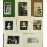 A collection of etchings and copper plate engravings to include Raeburn, Milton and Sangster etc,