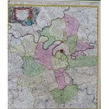 Agri Parisiensis, (Paris) coloured map by Johann Baptiste Homanno, circa 1710, in amount but