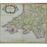 Robert Morden coloured map of South Wales, in a mount but unframed 43 x 37cm