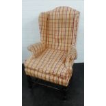 Upholstered wingback chair, 122 x 63cm