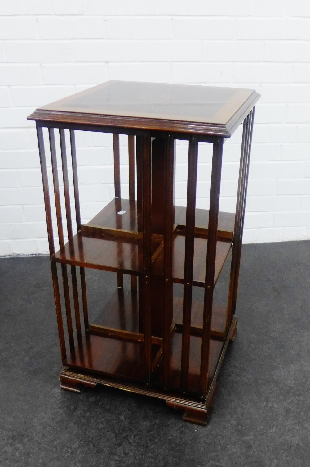 Mahogany and inlaid revolving bookcase, 78 x 44cm