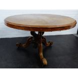 Victorian walnut centre table, 74 x 128cm