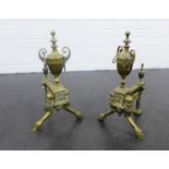 Pair of brass Adam style fire dogs, 46 x 26cm, (2)