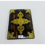 Coromandel and brass mounted desk blotter, 31 x 21cm