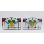 Two leaded stained glass panels, 47 x 30cm, (2)