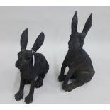 Two resin figures of Hares, tallest 41cm, (2)