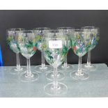 Set of eight Holly and Ivy wine glasses, (8)