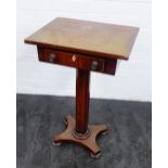 19th century mahogany table on column and quadripartite base, 72 x 45cm