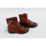 Pair of late 19th / early 20th century child's brown leather button-up boots, 16cm long