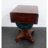 19th century rosewood sewing / work table on quadruped base, 76 x 50cm