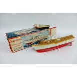 Vintage Cragstan Inboard Cabin Cruiser, battery operated with cabin light, complete with box