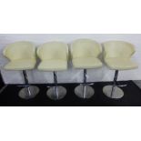 Set of four cream vinyl and chrome bar stools, 100 x 50cm, (4)