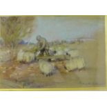 Hamilton MacKenzie 'Shepherd tending his flock' Pastel, signed, in a glazed giltwood frame, 35 x