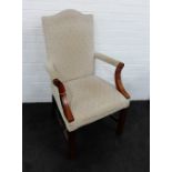 Mahogany open armchair with design