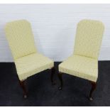 Pair of floral upholstered side chairs on mahogany cabriole legs, 102 x 58cm, (2)
