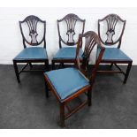 Group of four 19th century mahogany chairs, (one a/f), 90 x 51cm, (4)