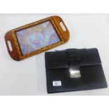 Butterfly wing tray together with a leather stationary wallet, (2)