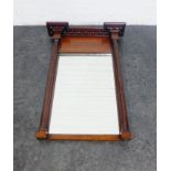 Mahogany framed wall mirror, the rectangular plate flanked by pilasters, 65 x 40cm