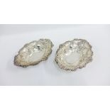 Victorian pair of silver bonbon dishes, Birmingham 1899, 16cm long (2)