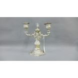 Epns twin branch candlestick, 21cm high