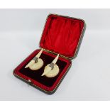 Late 19th / early 20th century ivory and Epns knife rests, in fitted leather box (2)