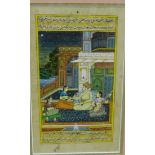 Indian School 'Male Figure with Female Attendants' Watercolour Signed, in a glazed giltwood frame,