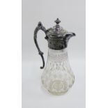 Victorian Epns and etched glass claret jug, 28cm high