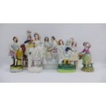 Collection of seven Staffordshire figures, tallest 29cm, (7)