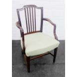 Mahogany open armchair, 90 x 58cm