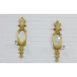 Pair of gilt wood mirror back wall appliques, 75 x 20cm, (2)