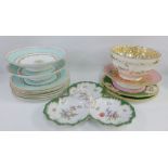 English porcelain table wares to include a dessert service, pair of Coalport style plates,