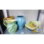Group of early 20th century ceramics to include a Royal Doulton plate, Beswick ware basket, Solano