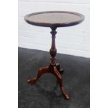 Mahogany tripod wine table, 52 x 36cm