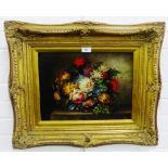 Still Life Vase of Flowers Oil-on-Board Apparently unsigned In an ornate giltwood frame, 39 x 29cm