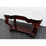 Victorian mahogany and marble top console table, 72 x 115cm