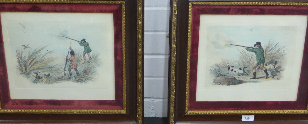 Pair of coloured Hunting prints in glazed frames, 31 x 27cm, (2)